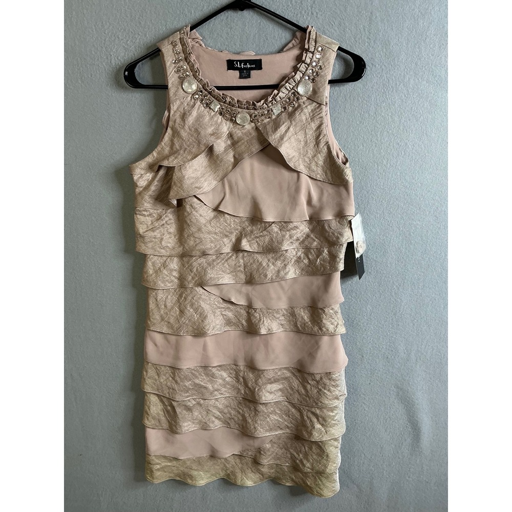 SL‎ Fashions Dress Women's 8 Cocktail Dress Ruffled Tiered Sleeveless Dress NWT